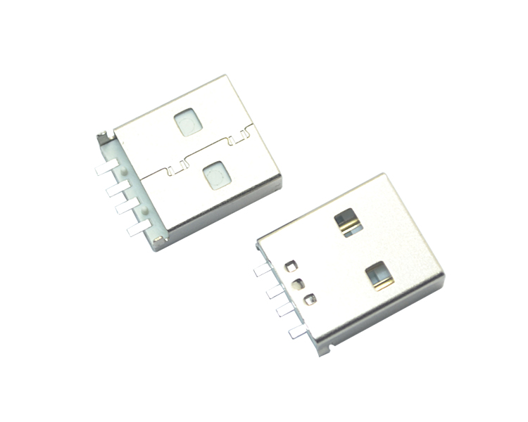 USB AM 4P 沉板SMT短体白铁